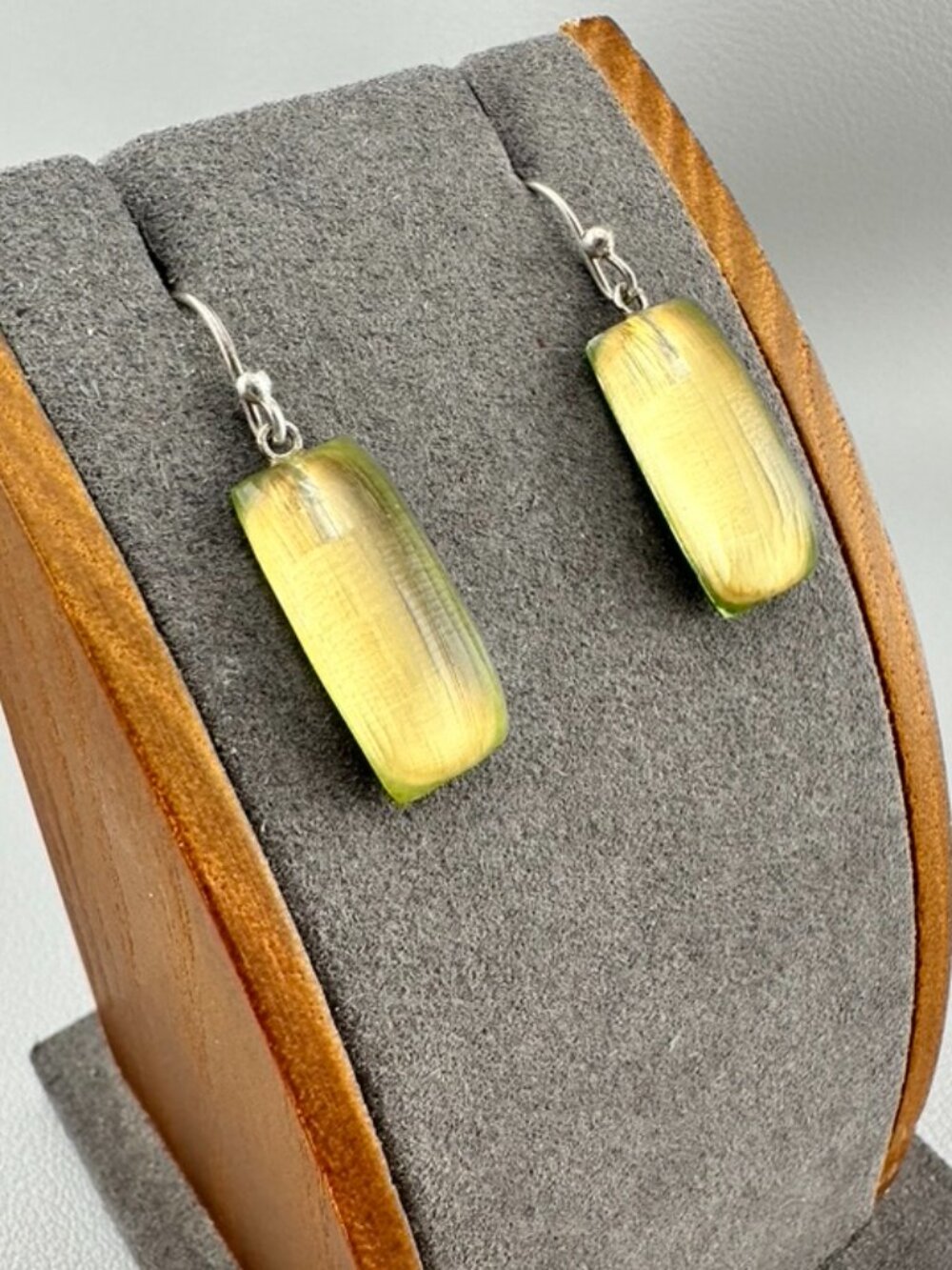 Alexis Bittar Gold yellow Carved Lucite Rectangle Drop Dangle Earrings - Picture 3 of 5